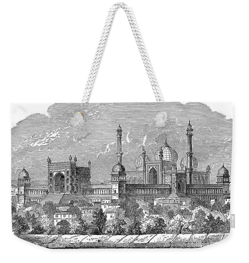 1894 Weekender Tote Bag featuring the drawing INDIA, JAMA MASJID, c1894. by Granger