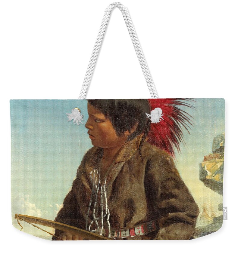 Thomas Waterman Wood Weekender Tote Bag featuring the painting Indian Boy at Fort Snelling by Thomas Waterman Wood