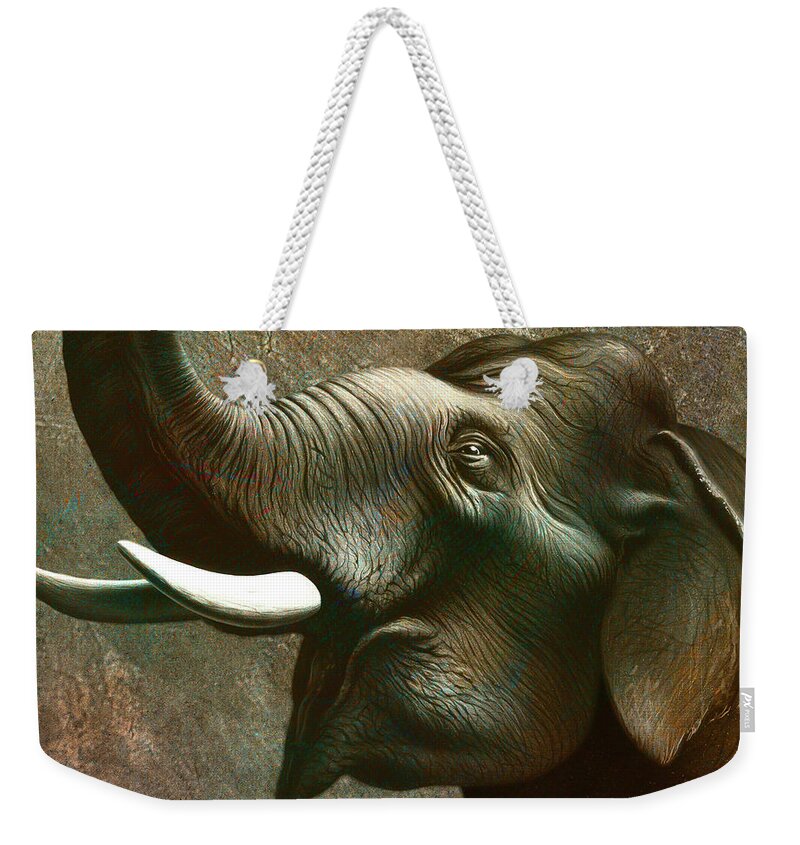 Elephant Weekender Tote Bag featuring the painting Indian Elephant 2 by Jerry LoFaro
