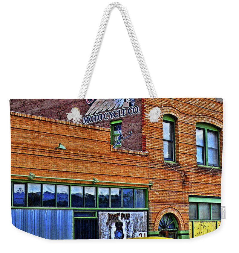 Indian Weekender Tote Bag featuring the photograph Indian Motocycle Co. by Charlene Mitchell