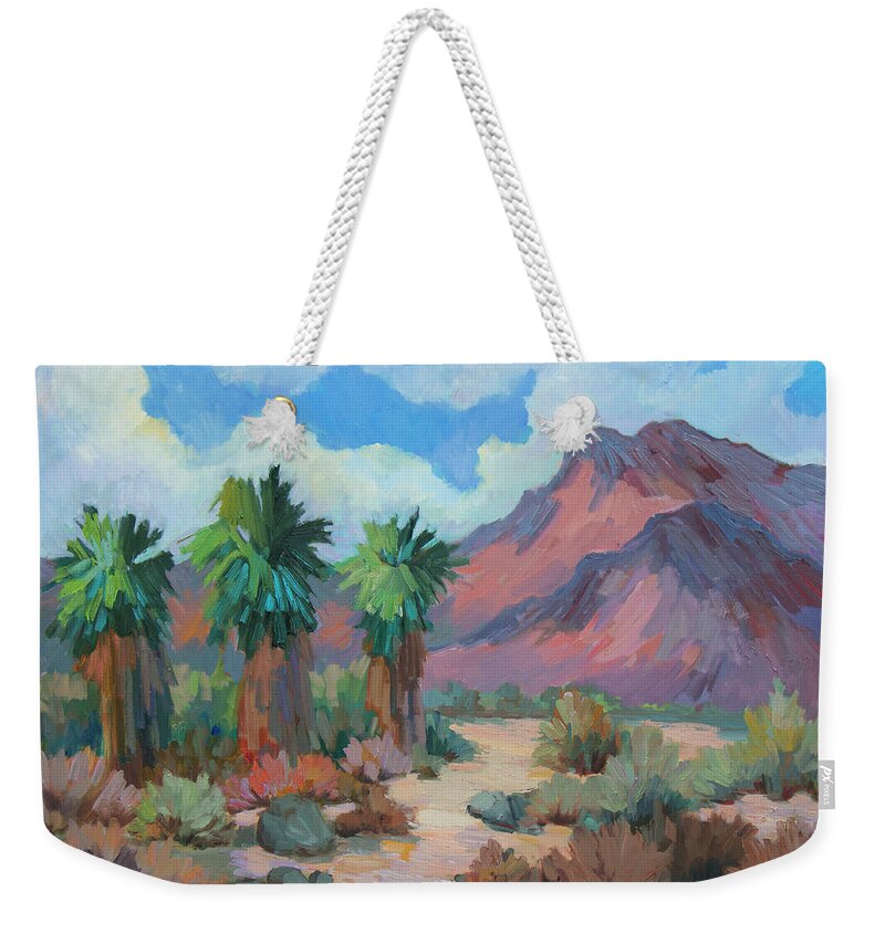 Palms Weekender Tote Bag featuring the painting Indian Mountain - Borrego Springs by Diane McClary
