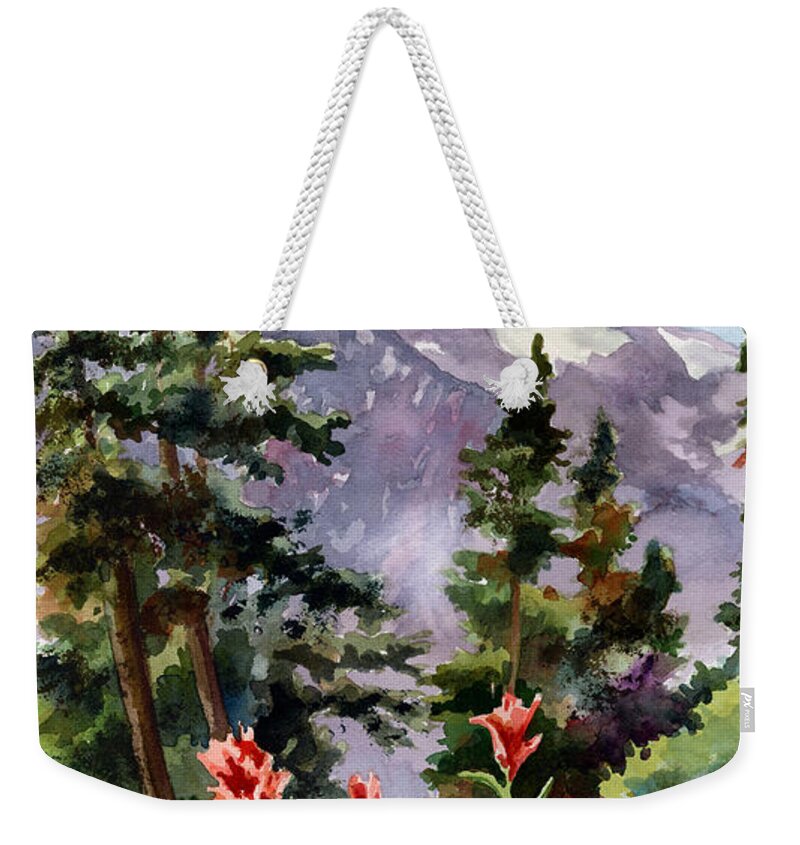 Colorado Art Weekender Tote Bag featuring the painting Indian Paintbrush by Anne Gifford