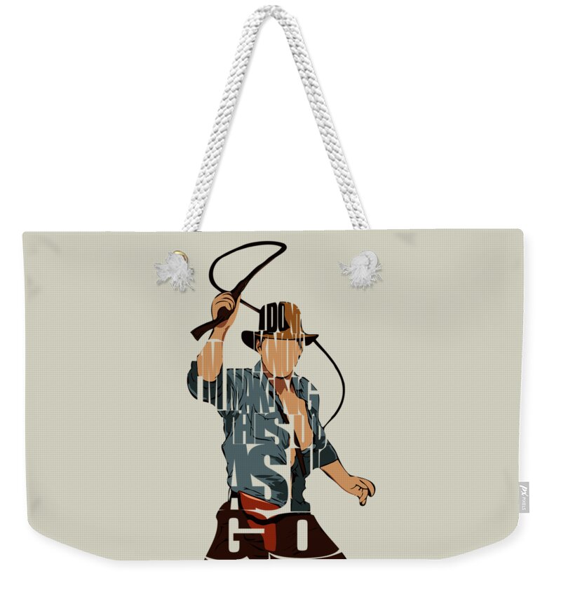 Indiana Jones Weekender Tote Bag featuring the painting Indiana Jones - Harrison Ford by Inspirowl Design