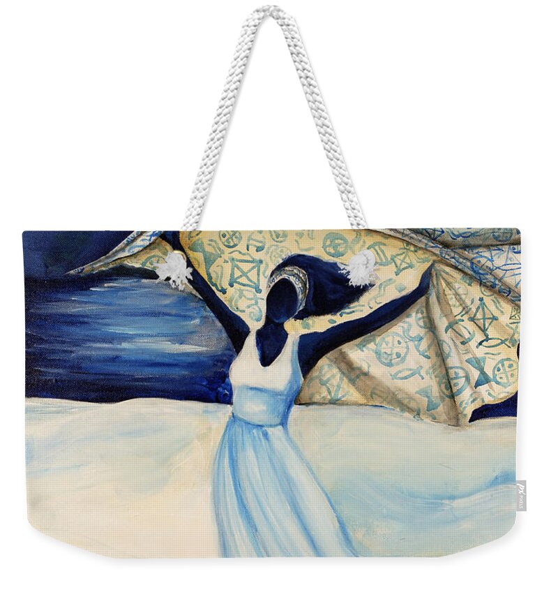 Gullah Weekender Tote Bag featuring the painting Indigo Beach by Diane Britton Dunham