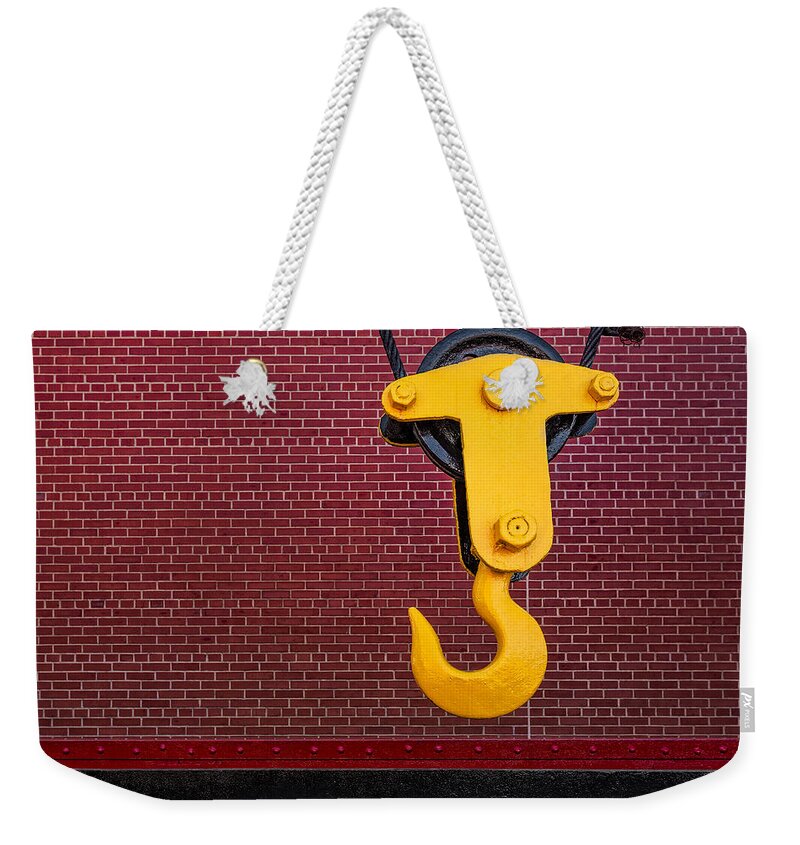 Apparatus Weekender Tote Bag featuring the photograph Industrial Hook by Susan Candelario
