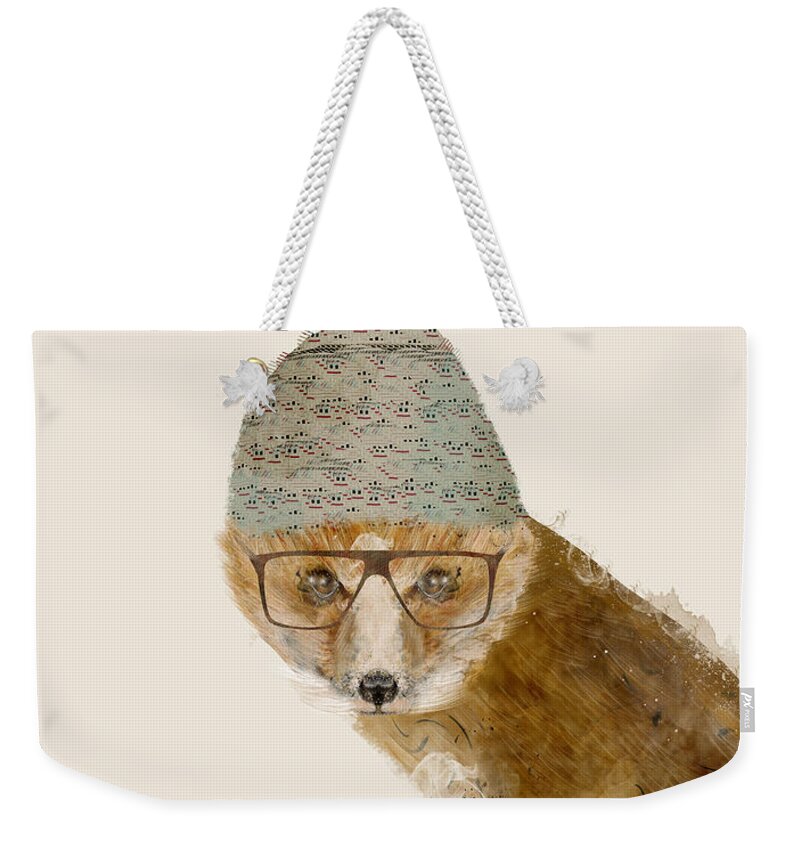 Fox Weekender Tote Bag featuring the painting Indy Fox by Bri Buckley