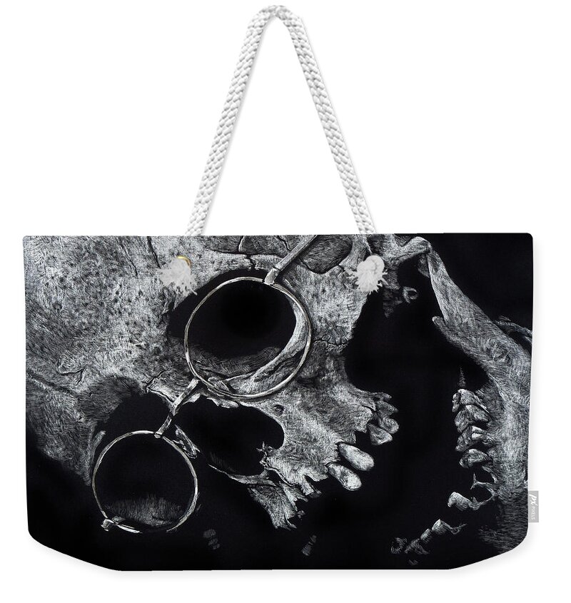 Skull Weekender Tote Bag featuring the drawing Inevitable Conclusion by William Underwood