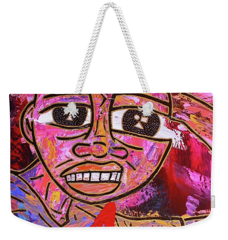 Acrylic Weekender Tote Bag featuring the painting Infatuated Freddy by Odalo Wasikhongo
