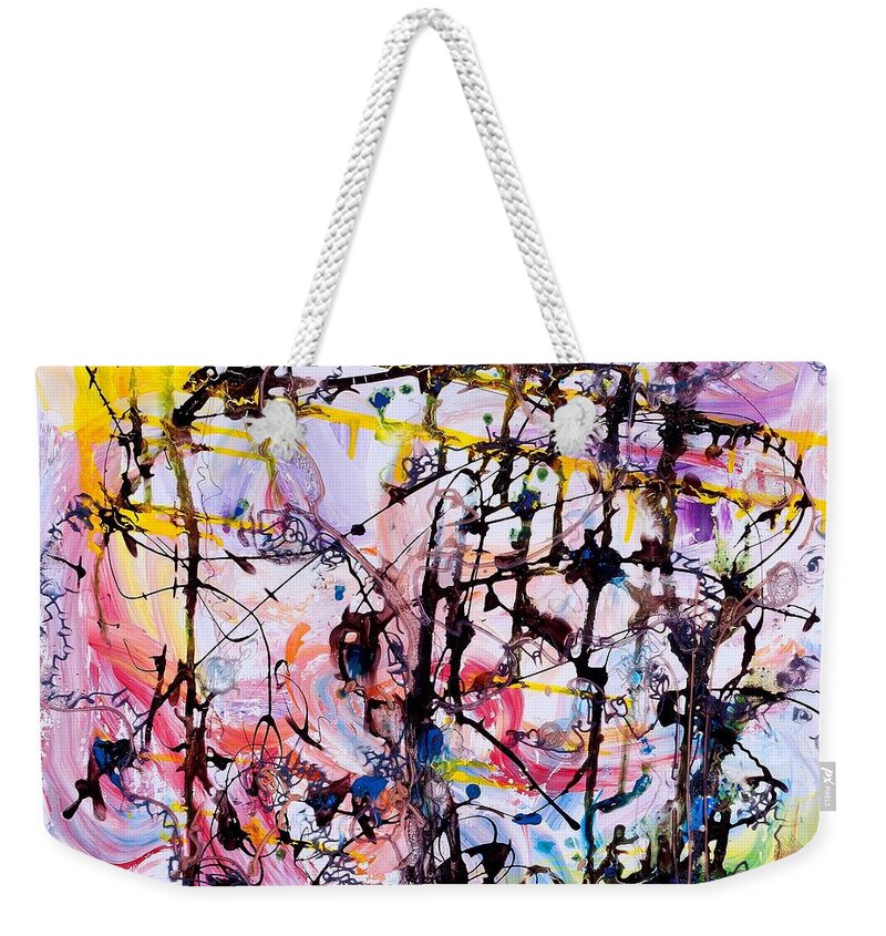 Neural Network Weekender Tote Bag featuring the painting Information network by Regina Valluzzi