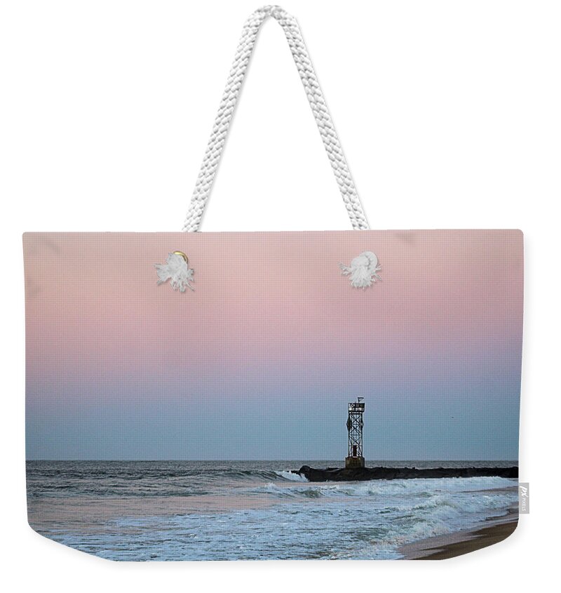 Beach Weekender Tote Bag featuring the photograph Inlet Jetty At Dawn by Robert Banach