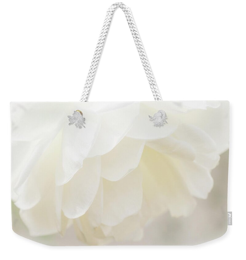 White Weekender Tote Bag featuring the photograph Innocent by Holly Ross