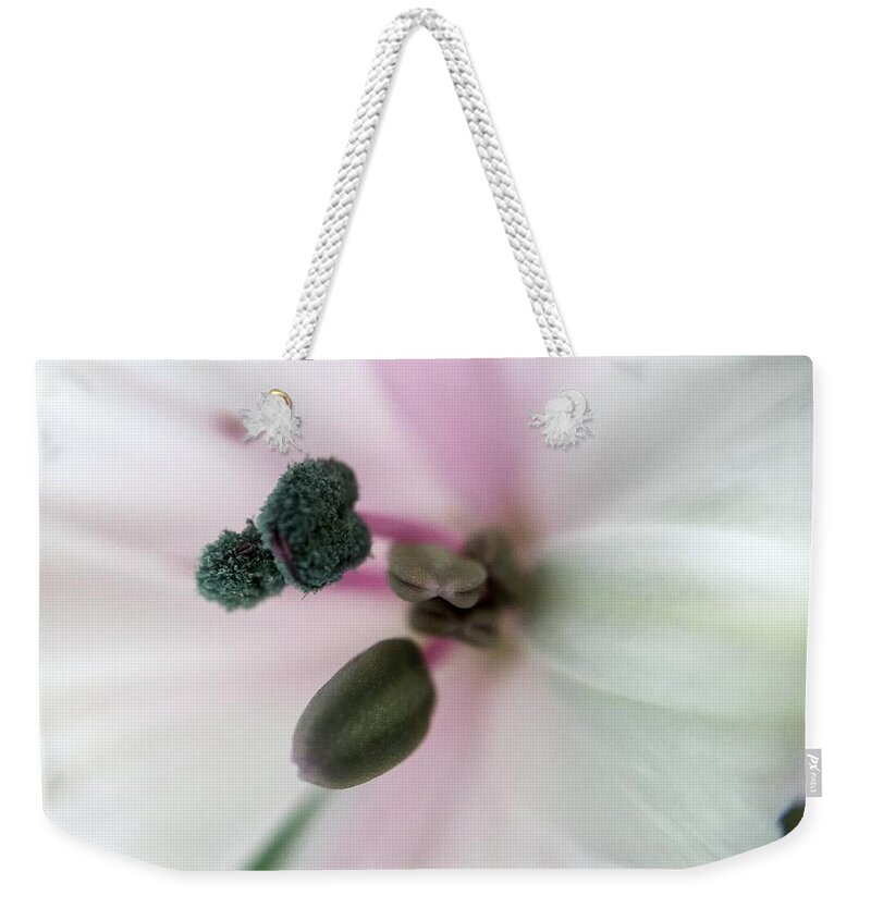 Macro Weekender Tote Bag featuring the photograph Inside Macro Tulip by Marian Lonzetta
