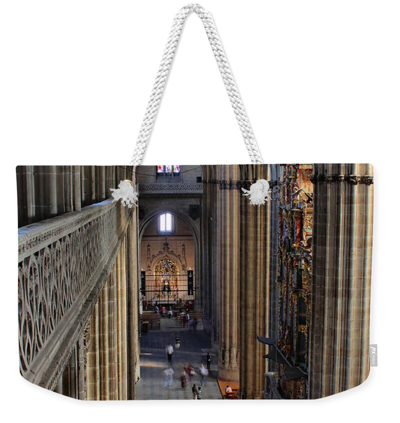 Slamanca Weekender Tote Bag featuring the photograph Inside the Salamanca Cathedral by Farol Tomson