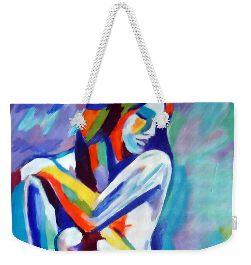 Contemporary Art Weekender Tote Bag featuring the painting Insightful pose by Helena Wierzbicki