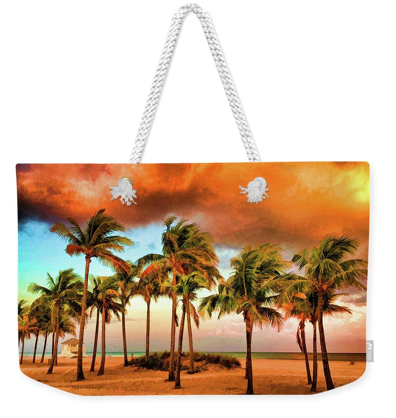 Florida Weekender Tote Bag featuring the digital art Crandon Park Beach by Stefan Mazzola