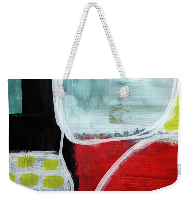 Abstract Weekender Tote Bag featuring the painting Intersection 37- Abstract Art by Linda Woods