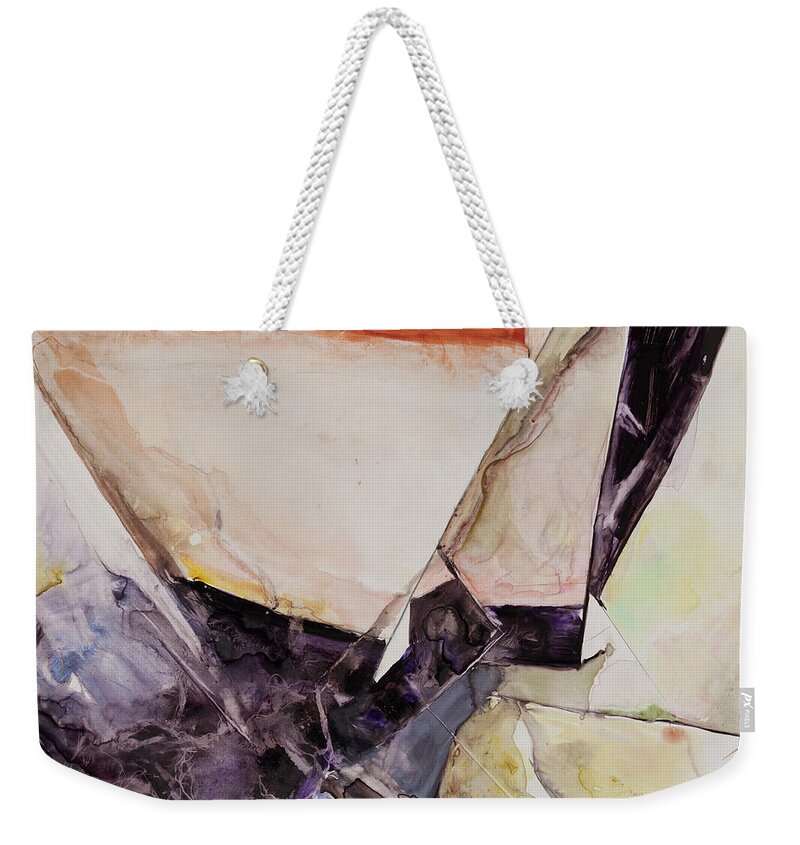 Abstract Weekender Tote Bag featuring the painting Intersection by Gary DeBroekert