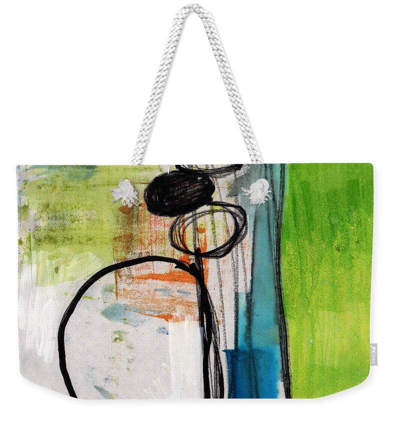Abstract Weekender Tote Bag featuring the painting Intersections #34 by Linda Woods