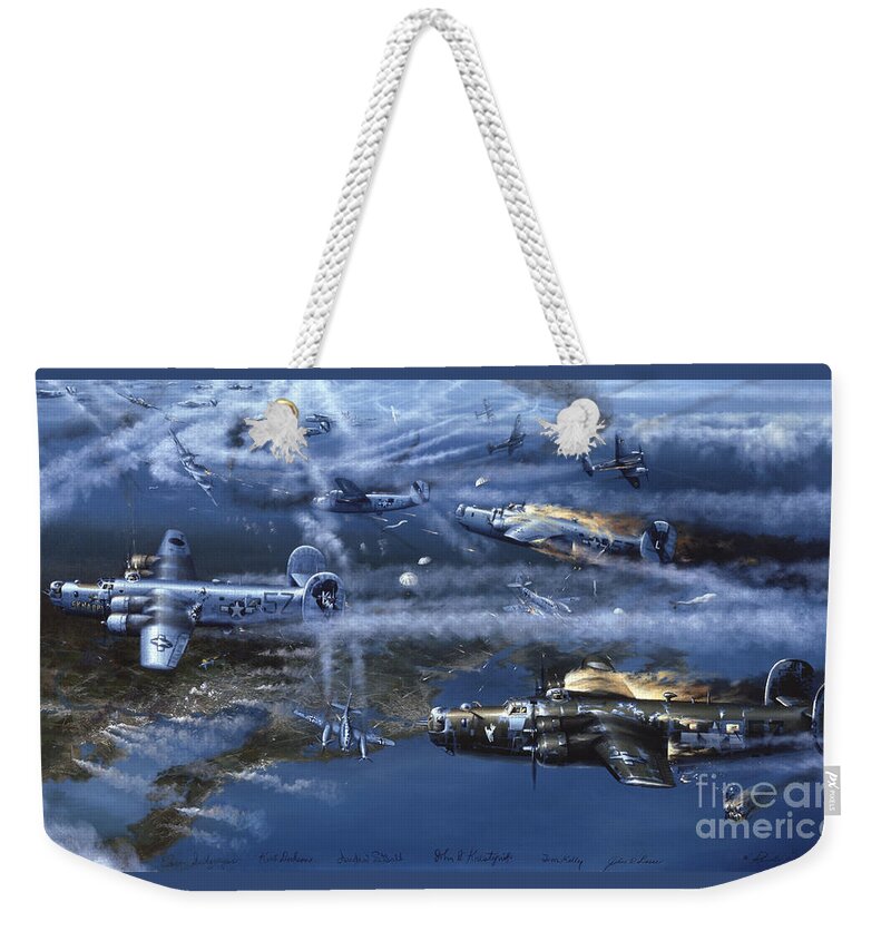 Aviation Art Print Weekender Tote Bag featuring the painting Into The Hornet's Nest by Randy Green