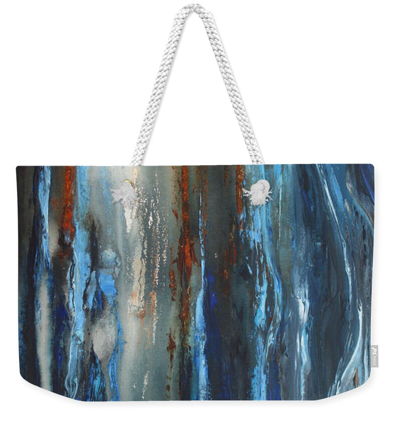Abstract Weekender Tote Bag featuring the painting Into the Mists of Time by Valerie Travers