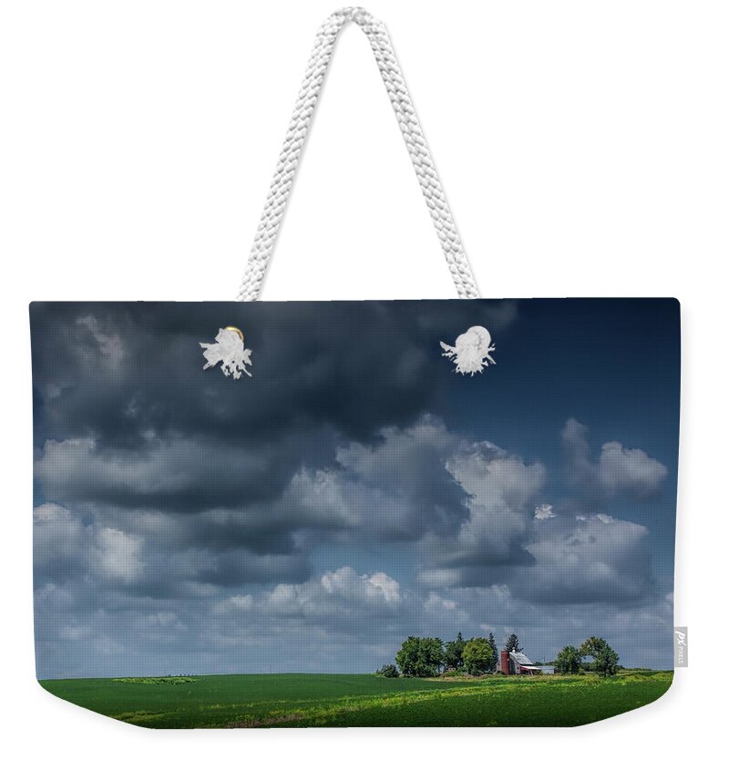 Iowa Weekender Tote Bag featuring the photograph Iowa Farm beneath the Big Sky by Randall Nyhof