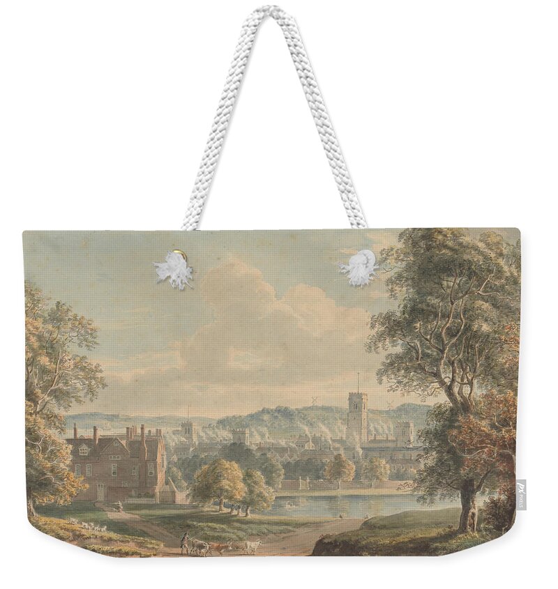 Paul Sandby Weekender Tote Bag featuring the painting Ipswich from the Grounds of Christchurch Mansion by Paul Sandby