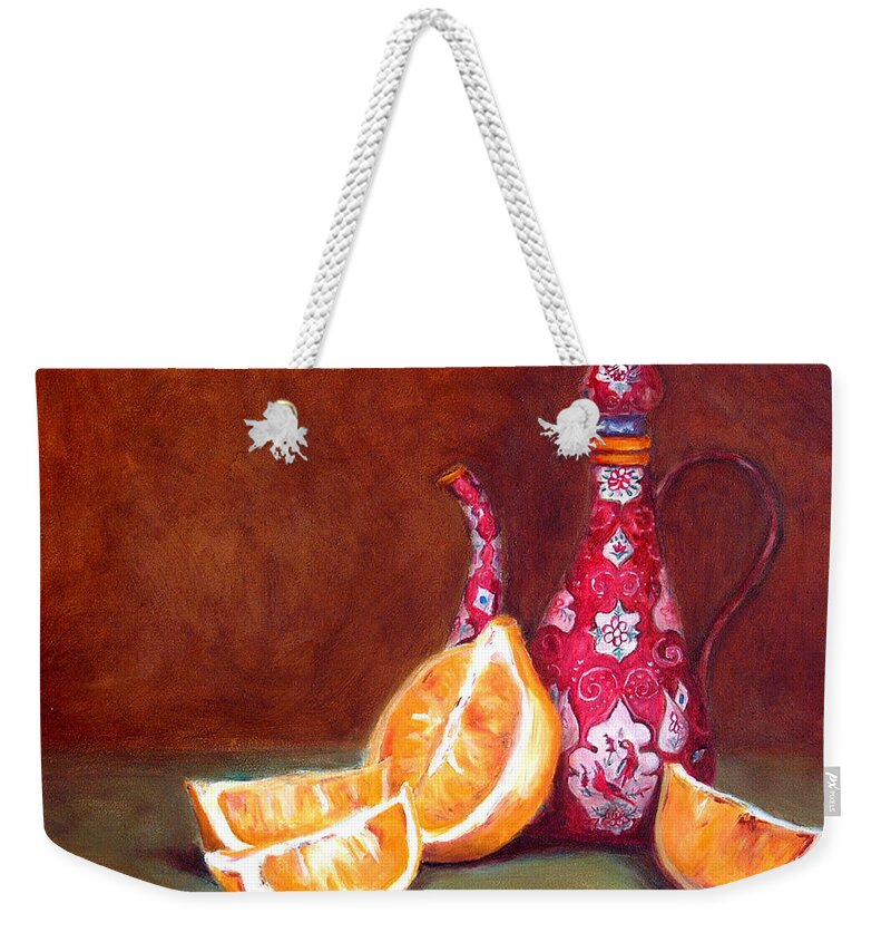 Lemons Weekender Tote Bag featuring the painting Iranian Lemons by Portraits By NC