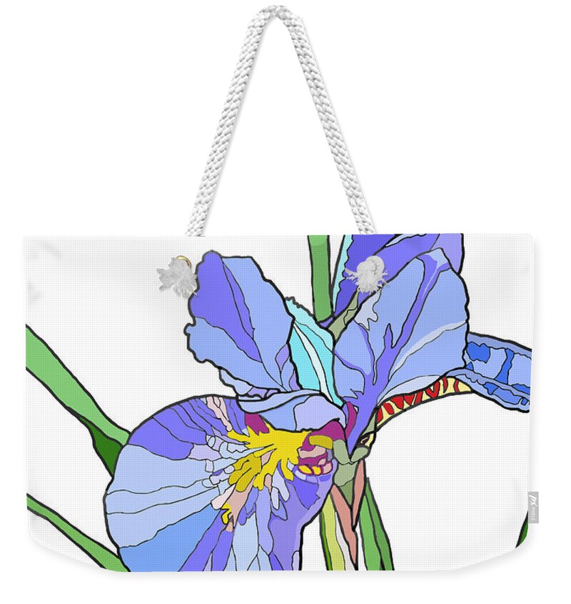 Iris Weekender Tote Bag featuring the painting Iris and Bud by Jamie Downs