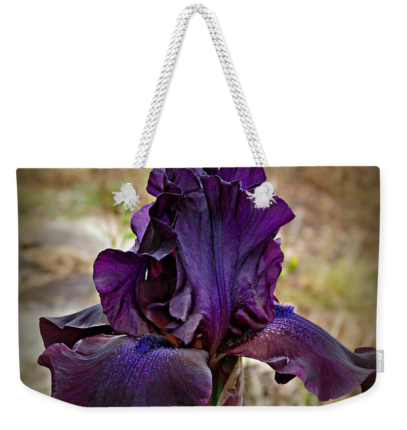 Purple Weekender Tote Bag featuring the photograph Iris Beauty by KATIE Vigil