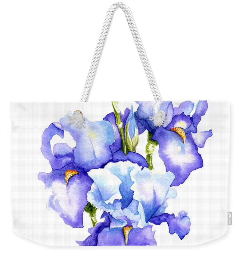 Brett Winn Art Weekender Tote Bag featuring the painting Iris Blooms by Brett Winn