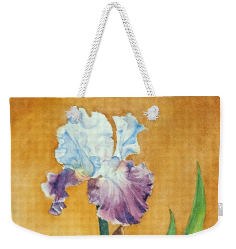 Floral Weekender Tote Bag featuring the painting Iris II by Heidi E Nelson