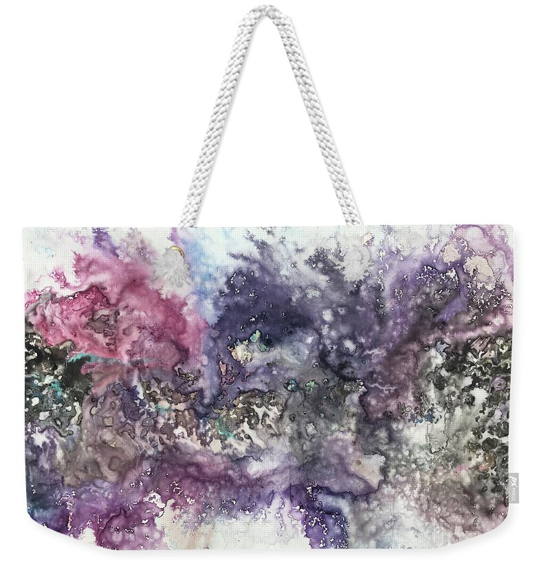 Abstract Weekender Tote Bag featuring the photograph Iris by Linda Cranston