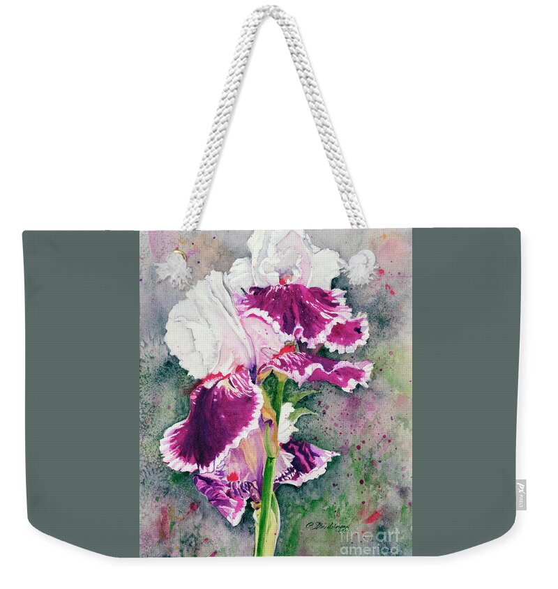 Iris Weekender Tote Bag featuring the painting Iris by Patty Strubinger