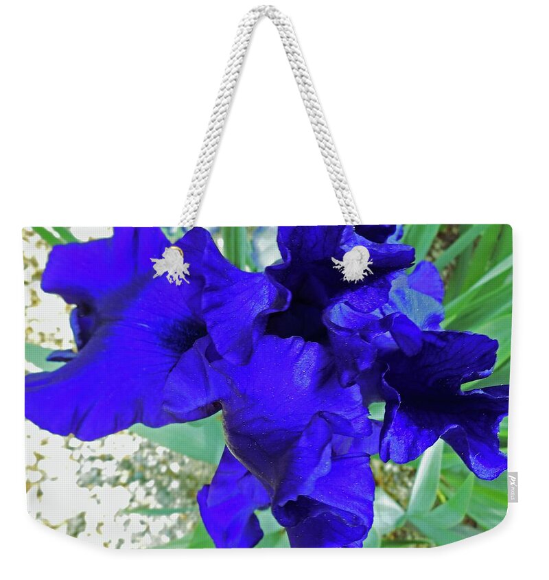 Iris Weekender Tote Bag featuring the photograph Irises 3 by Ron Kandt
