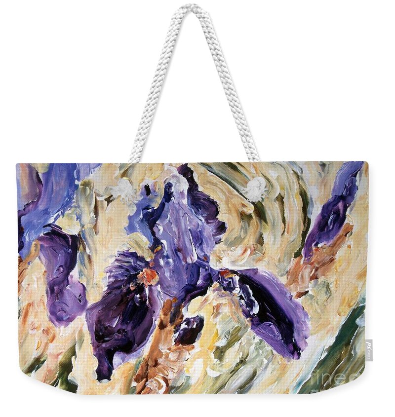 Florals Weekender Tote Bag featuring the painting Irises by Laara WilliamSen