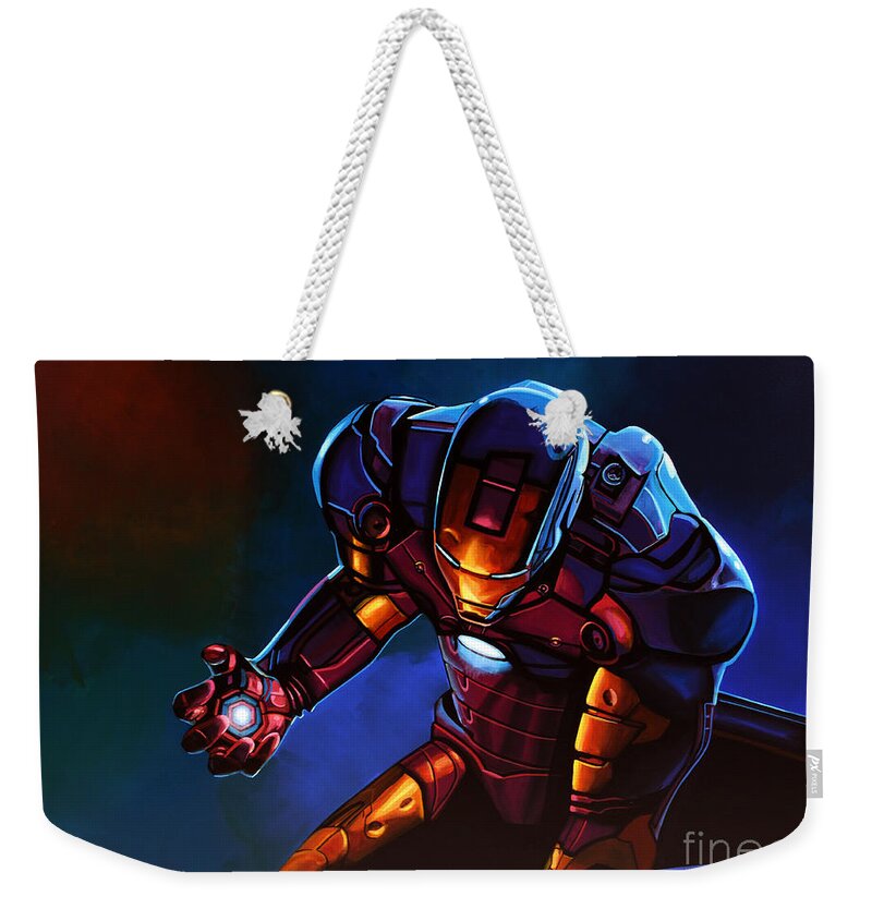 Iron Man Weekender Tote Bag featuring the painting Iron Man by Paul Meijering