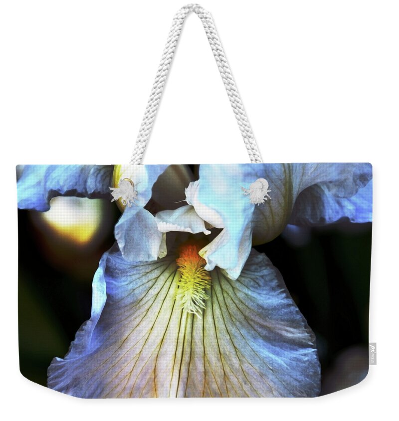Iris Weekender Tote Bag featuring the photograph Irresistibly Iris by Angelina Tamez