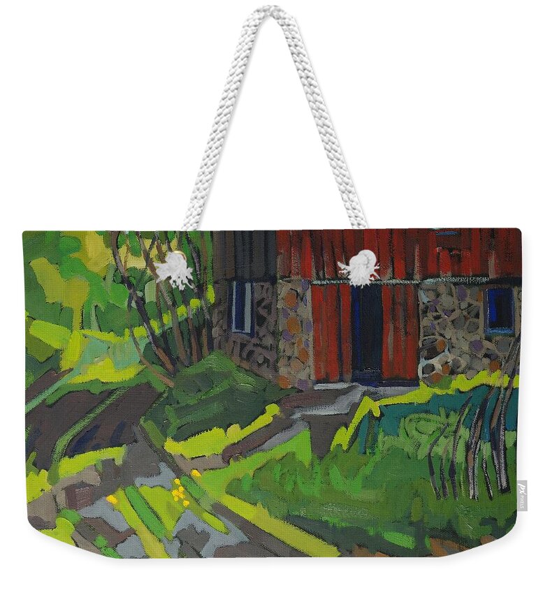Isaiah Weekender Tote Bag featuring the painting Isaiah Tubbs Barn by Phil Chadwick