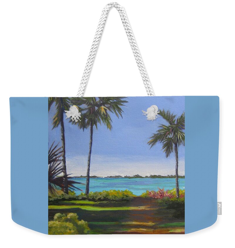 Palm Weekender Tote Bag featuring the painting Islamorada Alley by Anne Marie Brown