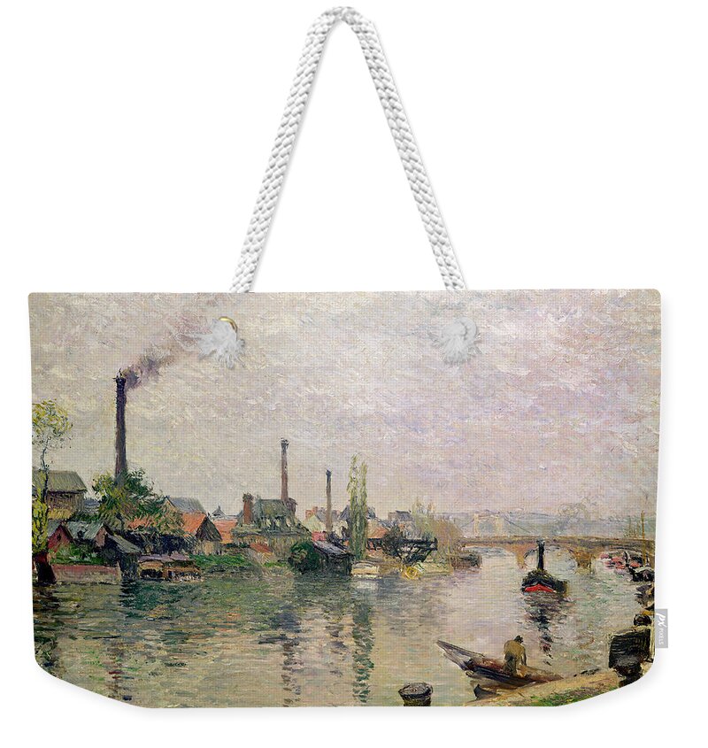 Ile Weekender Tote Bag featuring the painting Island of the Cross at Rouen by Camille Pissarro