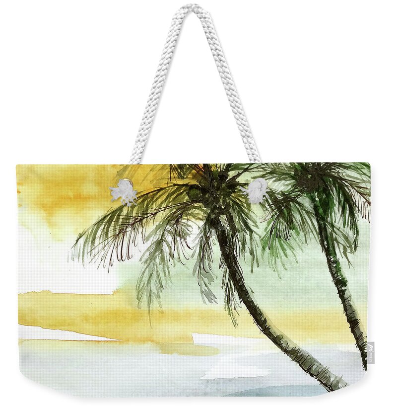 Original Watercolors Weekender Tote Bag featuring the painting Island Sunset I by Chris Paschke
