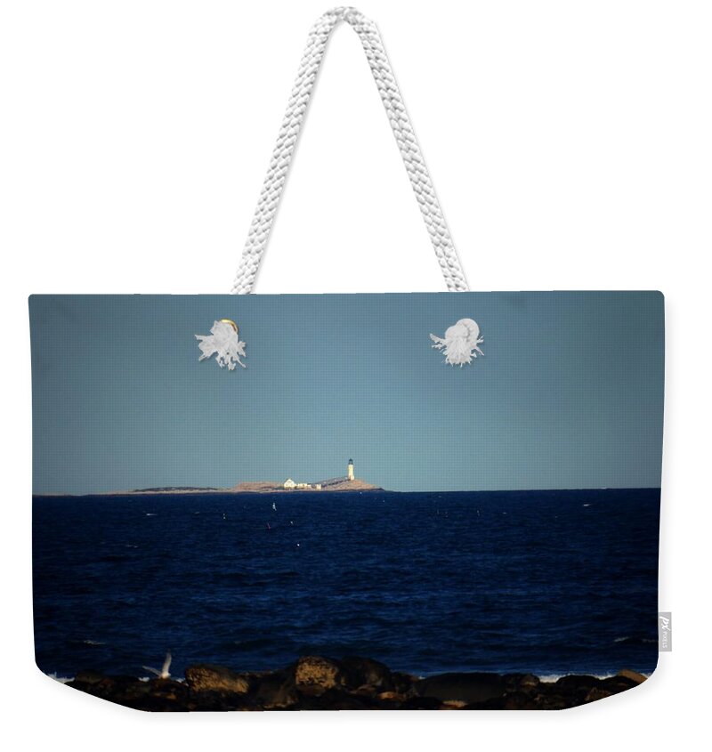 New Hampshire Weekender Tote Bag featuring the photograph Isle of Shoals from afar by Robert Morin