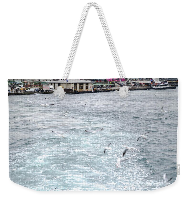Birds Weekender Tote Bag featuring the photograph Istanbul to Kadikoy, Ferry Ride on the Golden Horn by Perry Rodriguez