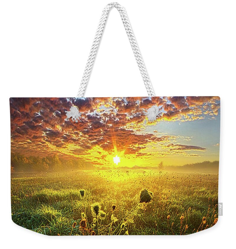 Clouds Weekender Tote Bag featuring the photograph It Begins With A Word by Phil Koch