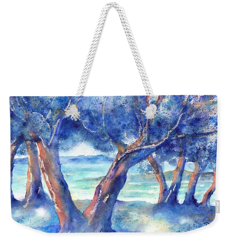 Olive Trees Weekender Tote Bag featuring the painting Olive Trees in Greece by Sabina Von Arx