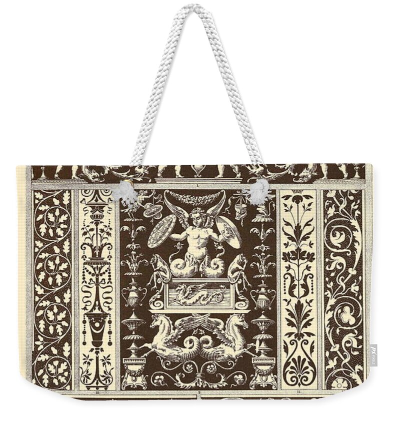 Ornament Weekender Tote Bag featuring the drawing Italian Renaissance by Italian School