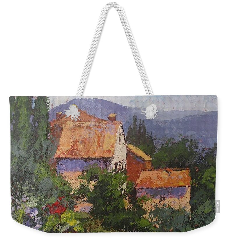 Italy Weekender Tote Bag featuring the painting Italian Village by Chris Hobel