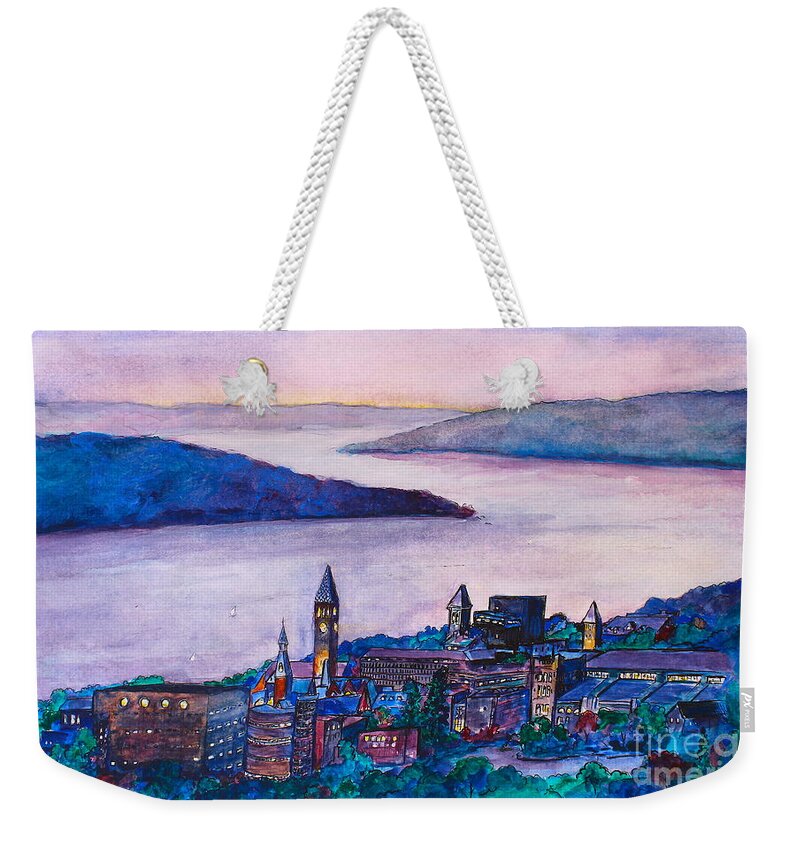 Ithaca Weekender Tote Bag featuring the painting Ithaca NY by Melanie Stanton