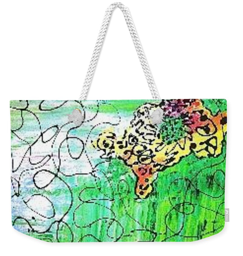 Green Weekender Tote Bag featuring the painting It's a Green Abstract by Kenlynn Schroeder