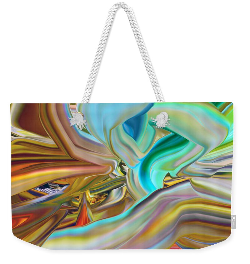 Original Modern Art Abstract Contemporary Vivid Colors Weekender Tote Bag featuring the digital art Its Never a Straight Line by Phillip Mossbarger